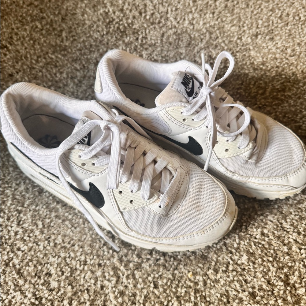 Nike Air Max 90s, Classic White and Black Athletic Shoes
